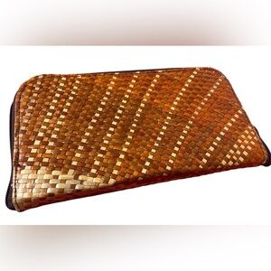Woven Tan and Brown Clutch